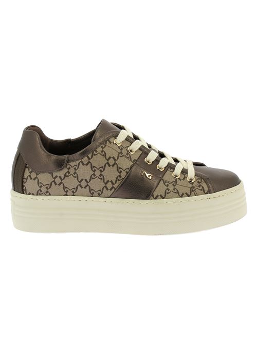 sneakers da donna in pelle ed ecopelle bronzo e beige NERO GIARDINI | I411614D300